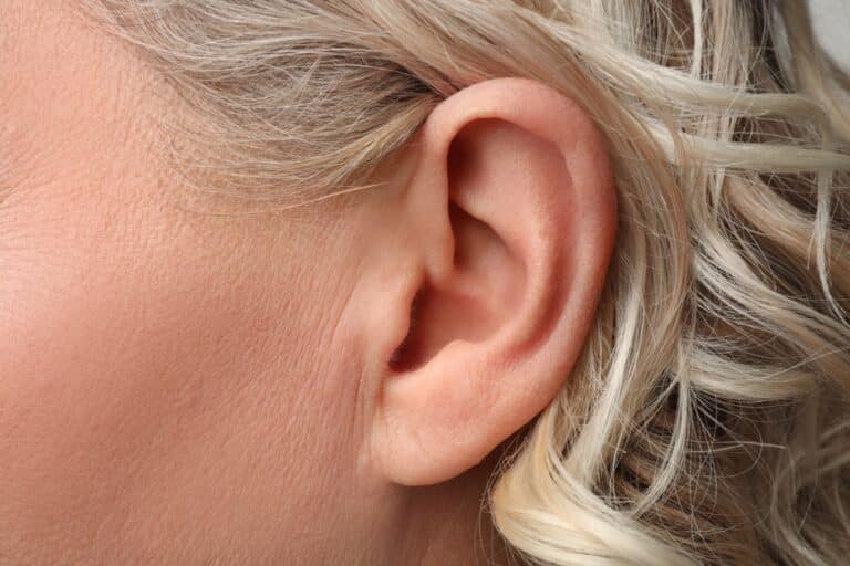 close up of a woman's ear